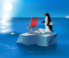 Funny penguins design elements vector 01