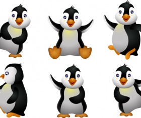 Funny penguins design elements vector 02