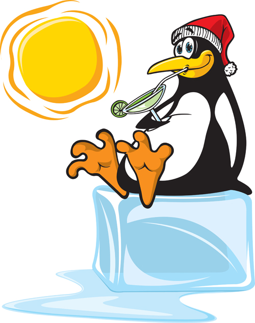 Funny penguins design elements vector 04