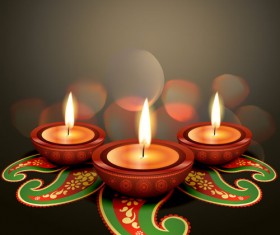 Burning candles vector background art 04