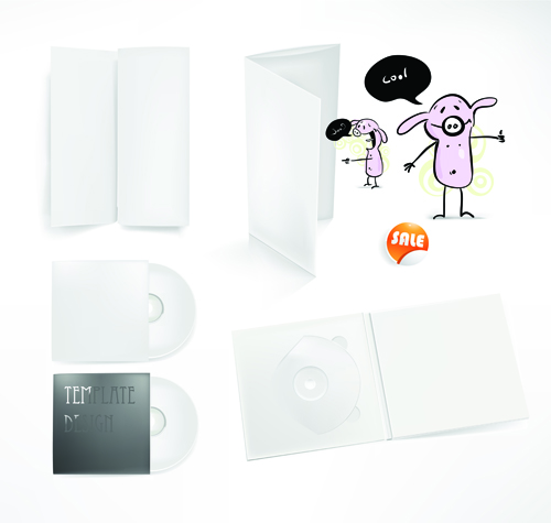 Set of White box DVD design vector graphics 01