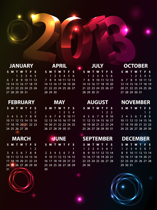 Fashion of 2013 calendars elements vector set 03
