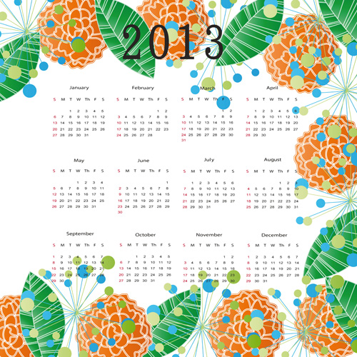 Fashion of 2013 calendars elements vector set 04