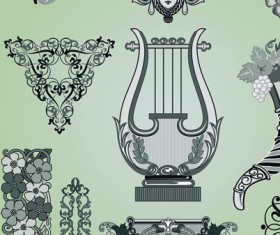 Vintage Calligraphic border frame and ornament vector set 01