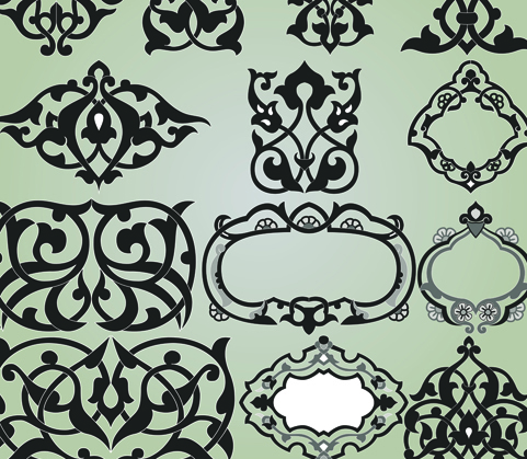 Vintage Calligraphic border frame and ornament vector set 11