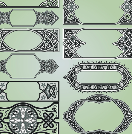 Vintage Calligraphic border frame and ornament vector set 14