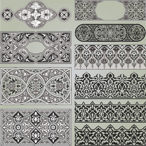Vintage Calligraphic border frame and ornament vector set 16