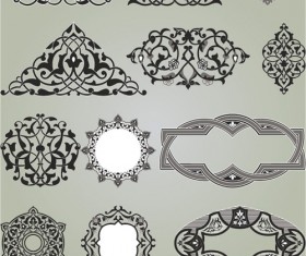 Vintage Calligraphic border frame and ornament vector set 17