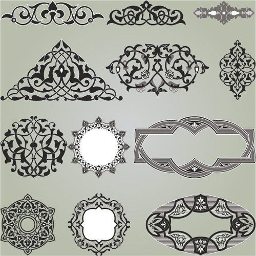 Vintage Calligraphic border frame and ornament vector set 17