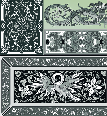 Vintage Calligraphic border frame and ornament vector set 02
