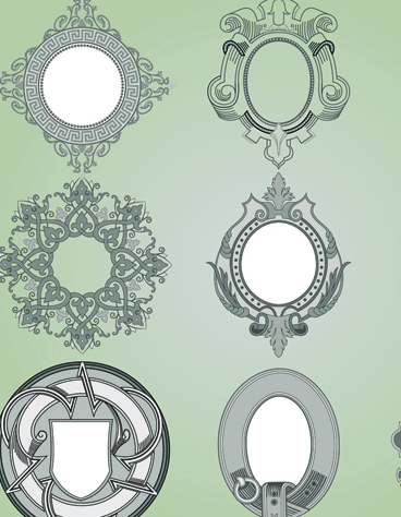Vintage Calligraphic border frame and ornament vector set 03
