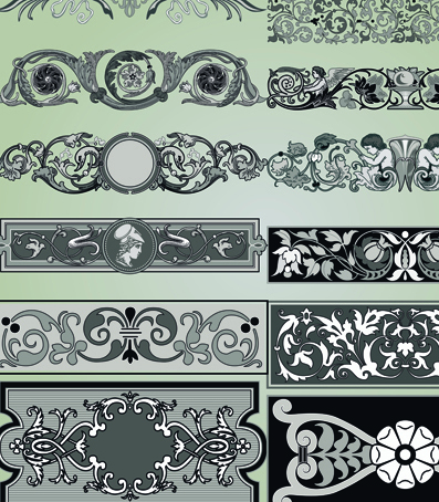 Vintage Calligraphic border frame and ornament vector set 07