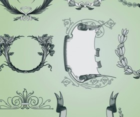 Vintage Calligraphic border frame and ornament vector set 09