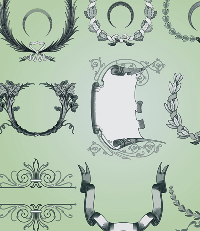 Vintage Calligraphic border frame and ornament vector set 09