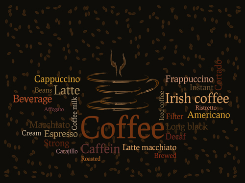 Different Coffee elements vector background set 04