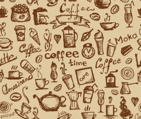 Different Coffee elements vector background set 05