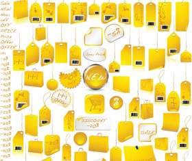 black and yellow discount Tags with Stickers vector 02
