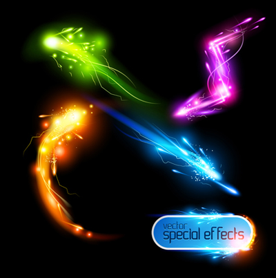 Rainbow Light effects design vector material 02