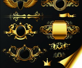 luxurious Golden Heraldic with ornaments Vector 01