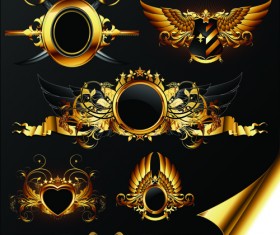 luxurious Golden Heraldic with ornaments Vector 03