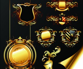 luxurious Golden Heraldic with ornaments Vector 04