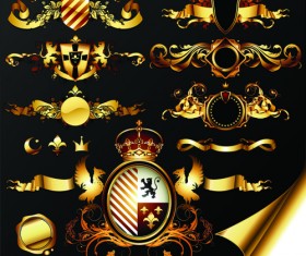 luxurious Golden Heraldic with ornaments Vector 05