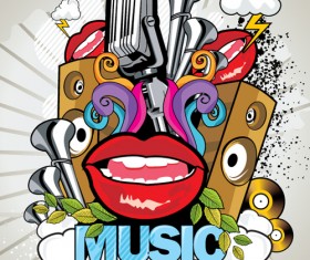 Creative music style design elements vector 01