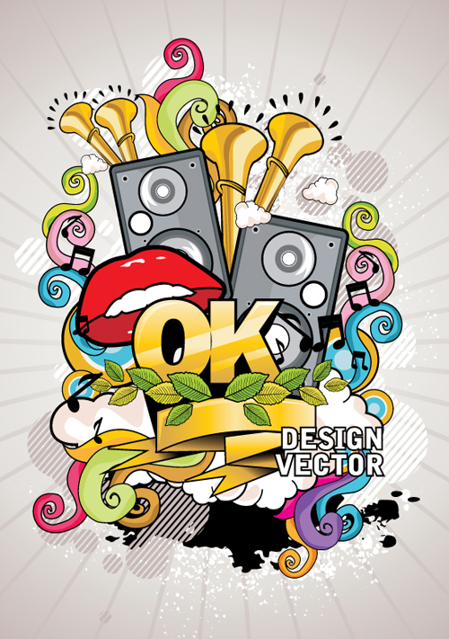 Creative music style design elements vector 02