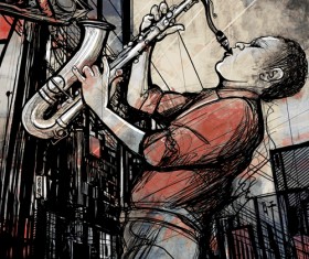 Graffiti music backgrounds vector set 08