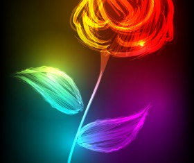 Set of Neon with flowers vector graphic 03