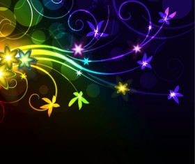 Set of Neon with flowers vector graphic 05