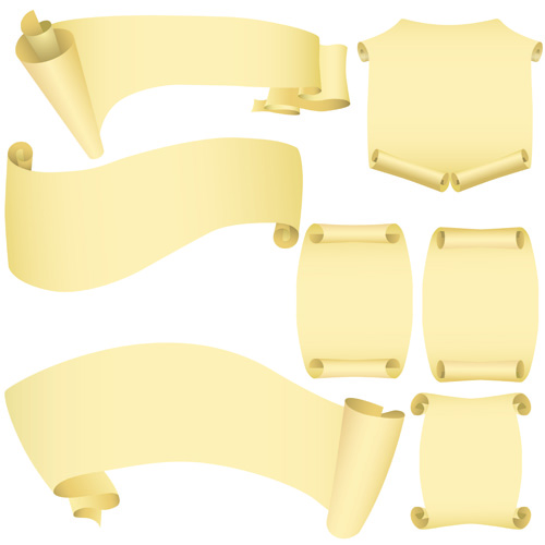 Set of ribbons and scrolls design elements vector 01
