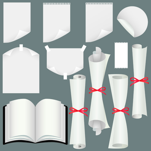 Set of ribbons and scrolls design elements vector 02