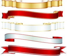 Set of ribbons and scrolls design elements vector 03