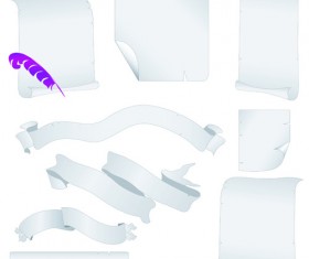 Set of ribbons and scrolls design elements vector 04