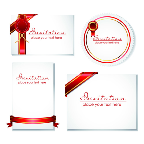 Set of ribbons and scrolls design elements vector 05