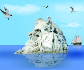 Charming Sea landscape design vector 03