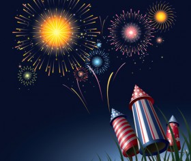 Set of holiday Fireworks design vector material 13