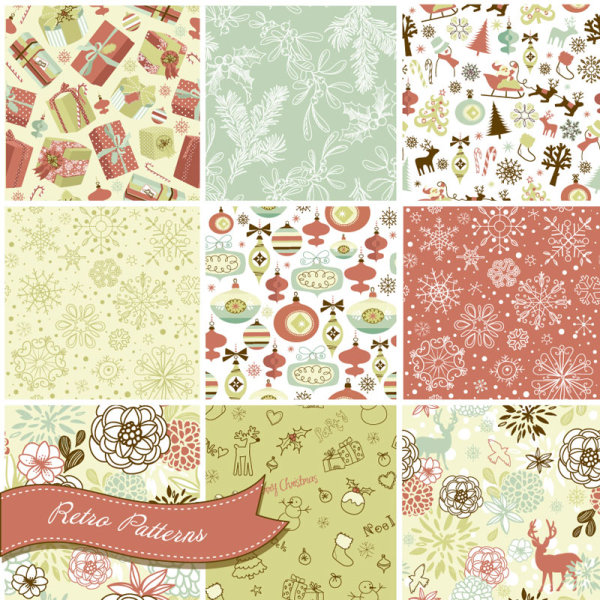 Vector set of Christmas style pattern Illustration 02