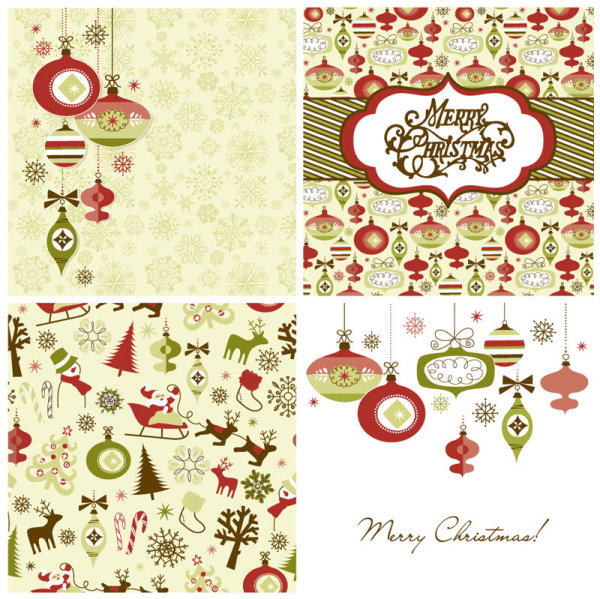 Vector set of Christmas style pattern Illustration 04