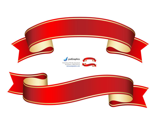 Red Ribbon psd graphics material