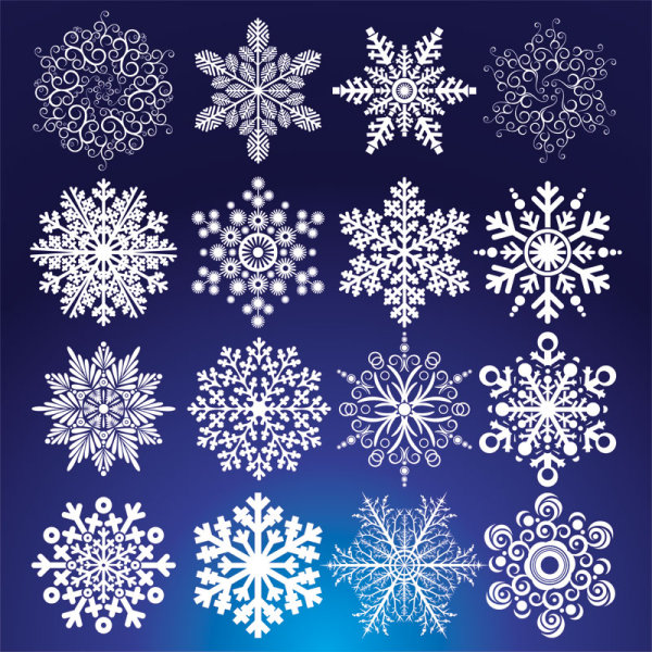 Different Snowflake pattern mix vector graphics 02