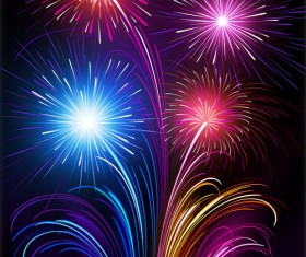 Set of holiday Fireworks design vector material 16