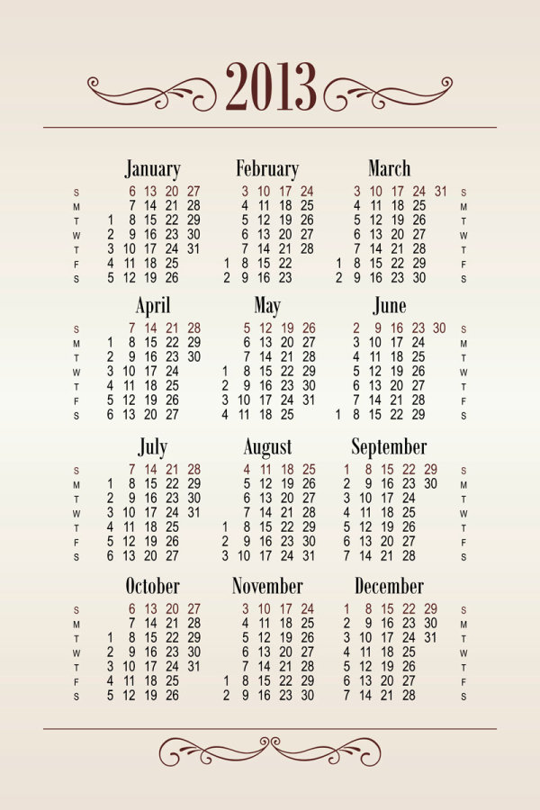2013 Creative Calendar Collection design vector material 24