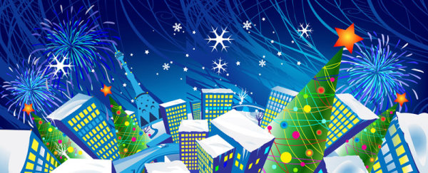 Elements of cartoon Christmas vector banner design 01