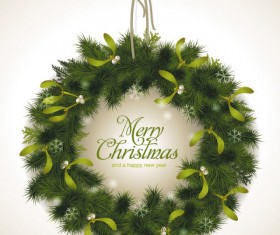 Set of Christmas Pine needles backgrounds vector material 02