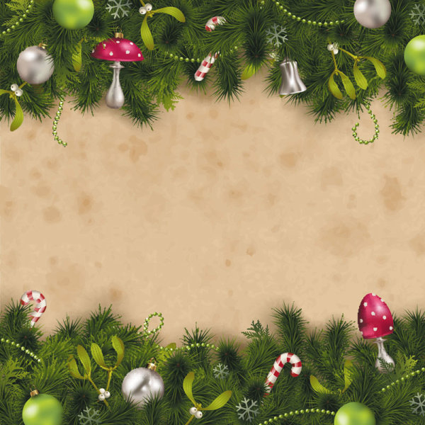 Set of Christmas Pine needles backgrounds vector material 04