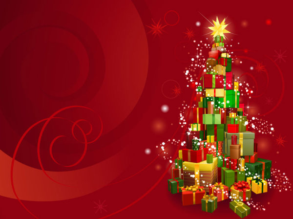 2013 Christmas background with Gift Box design vector 02