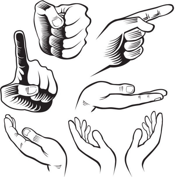 Hand drawn Gesture design elements vector 01