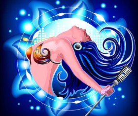 Set of Stylish cartoon girl design vector graphic 05